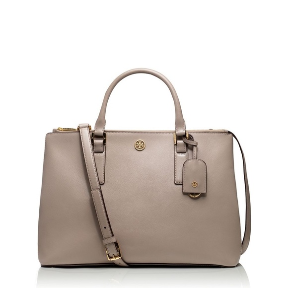 Tory Burch Handbags - Tory Burch Robinson Large Double-Zip Tote Gray